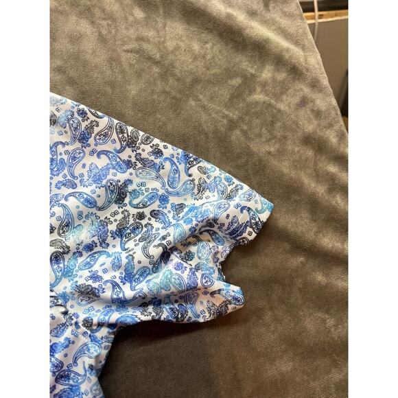 ROBERT GRAHAM Men's Paisley Blue Knit‎ Classic-Fit Polo Shirt Medium M - Picture 2 of 4